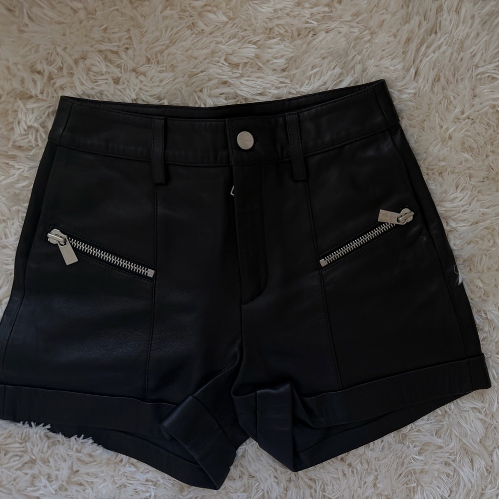 Anine Bing Lia Shorts Black Leather